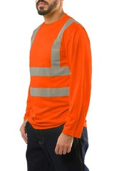 100% Polyester ANSI Class 2 Compliant High Visibility Long Sleeve Safety Shir…