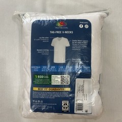 Fruit On The Loom – 6 White V-Necks Men Shirts – Size S (34-36 in)