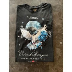 Hasta Muerte Hustle Daily Outwork Everyone Graphic Tee Black XL Dove Rose Moon