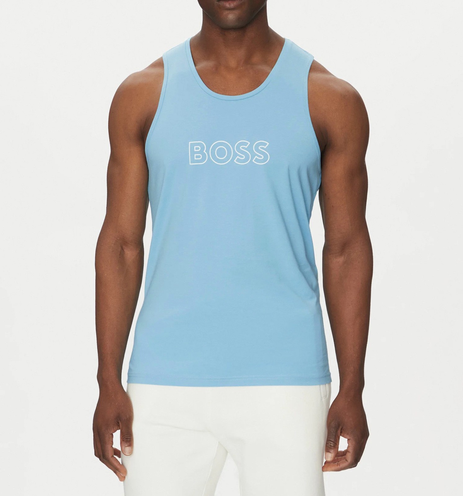 HUGO BOSS Sky Blue Regular Fit Beachwear Cotton TANK TOP MEDIUM gallery
