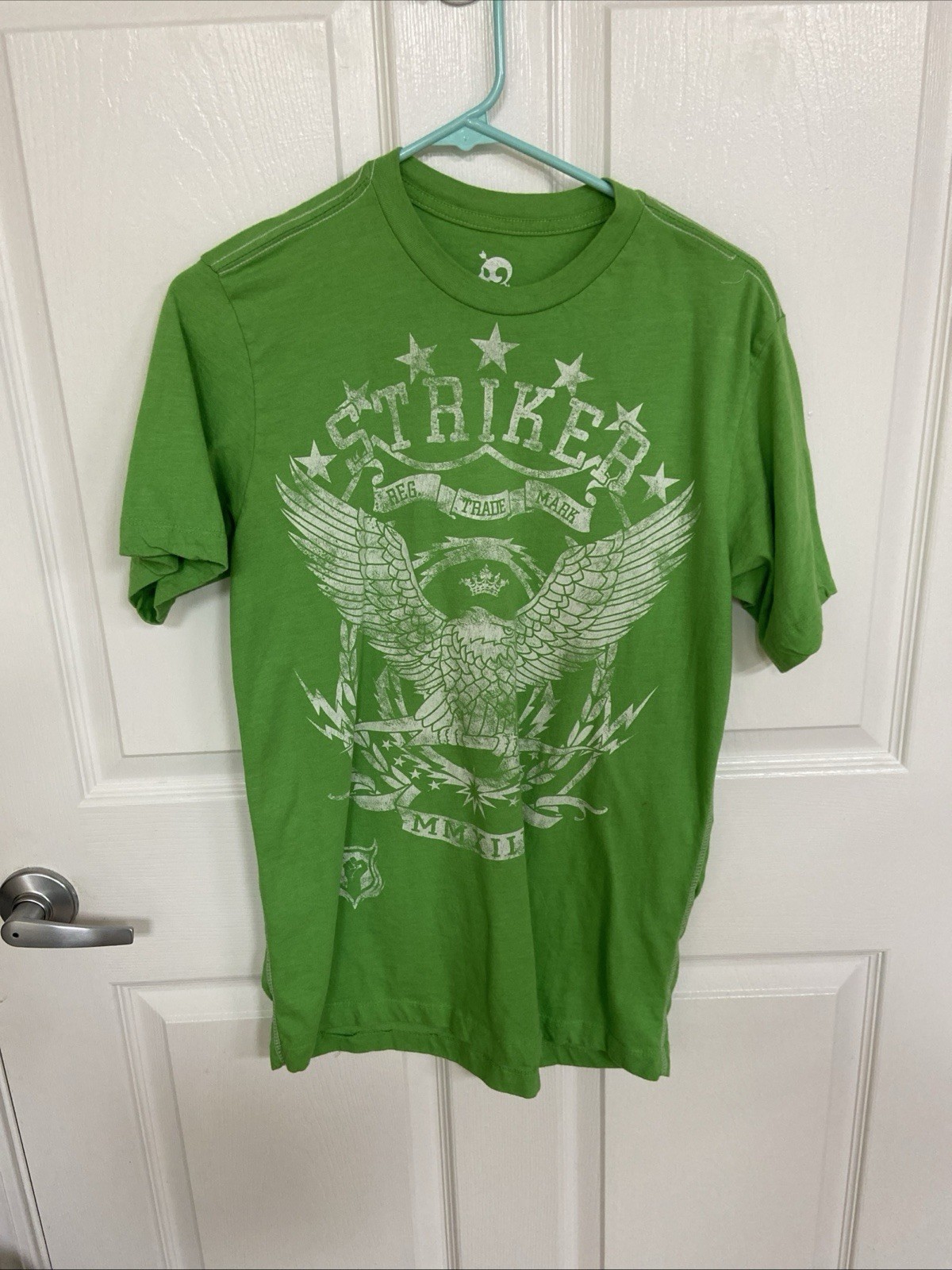 Skully Men's T-Shirt Green Striker Retro Small gallery