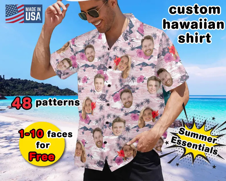 Custom Face All Over Print Hawaiian Shirt Personalized Photo Gift