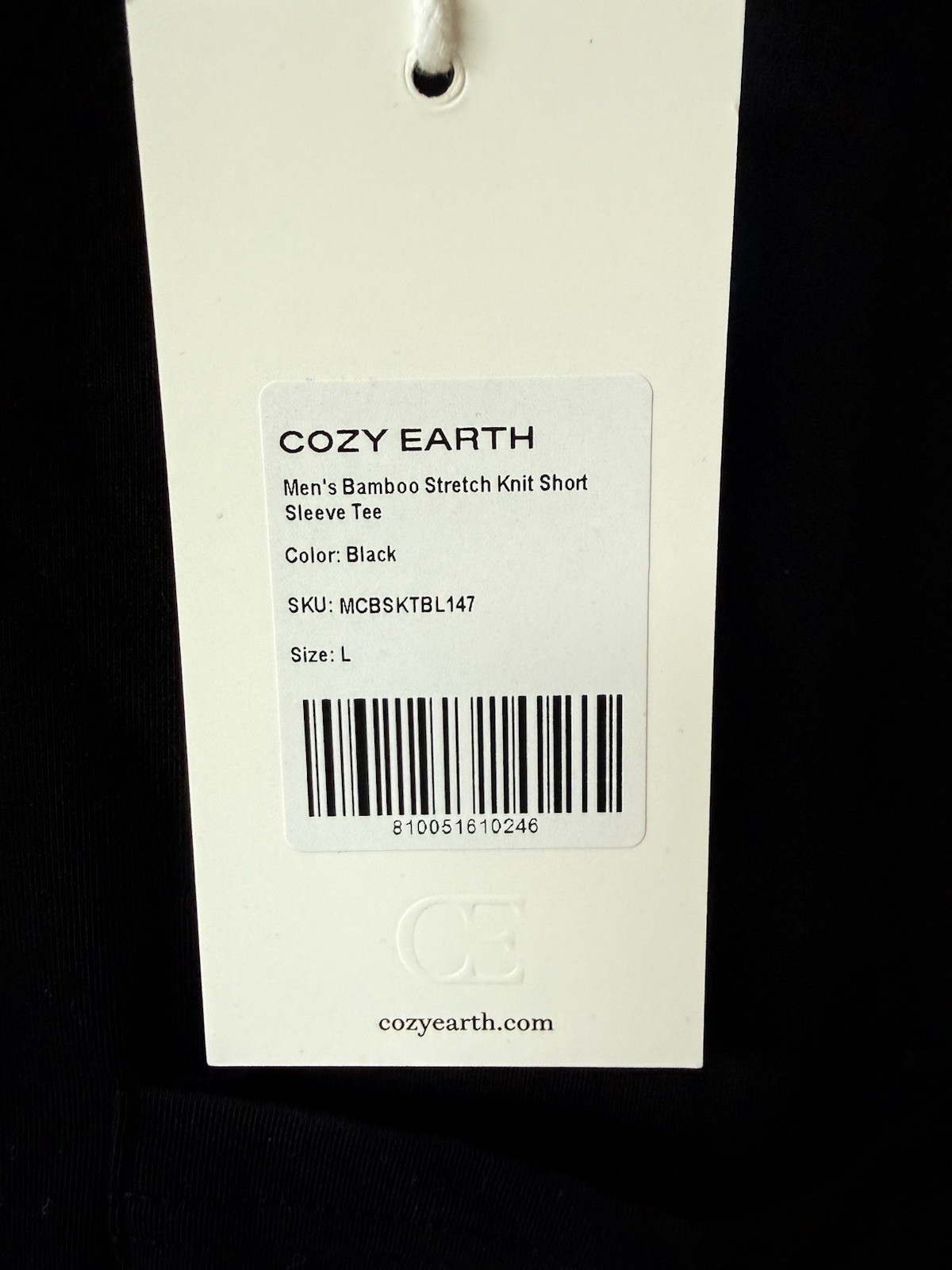 Cozy Earth Men's Bamboo Stretch-Knit Short Sleeve Tee Lounge Shirt Black Size L gallery