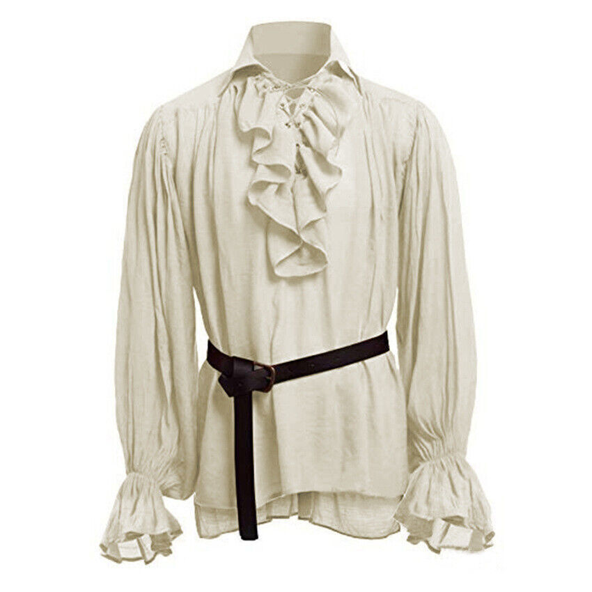 18th Century Men Medieval Renaissance Pirate Duke Long Sleeve Tops Blouse Shirt gallery