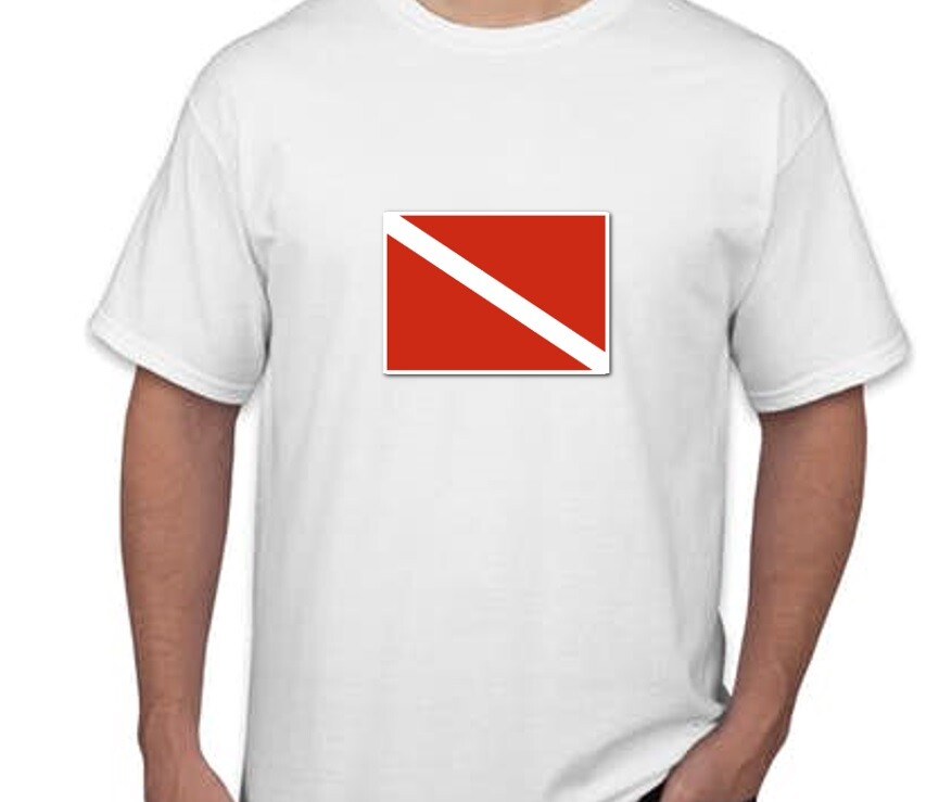 Dive Flag T-shirt Scuba Water Beach Ocean Island Diving Red White Tee Shirt gallery