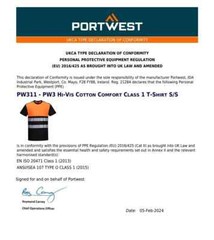 PORTWEST Men’s Hi Vis Reflective Work Safety Moisture Wicking Tee T-Shirt PW311