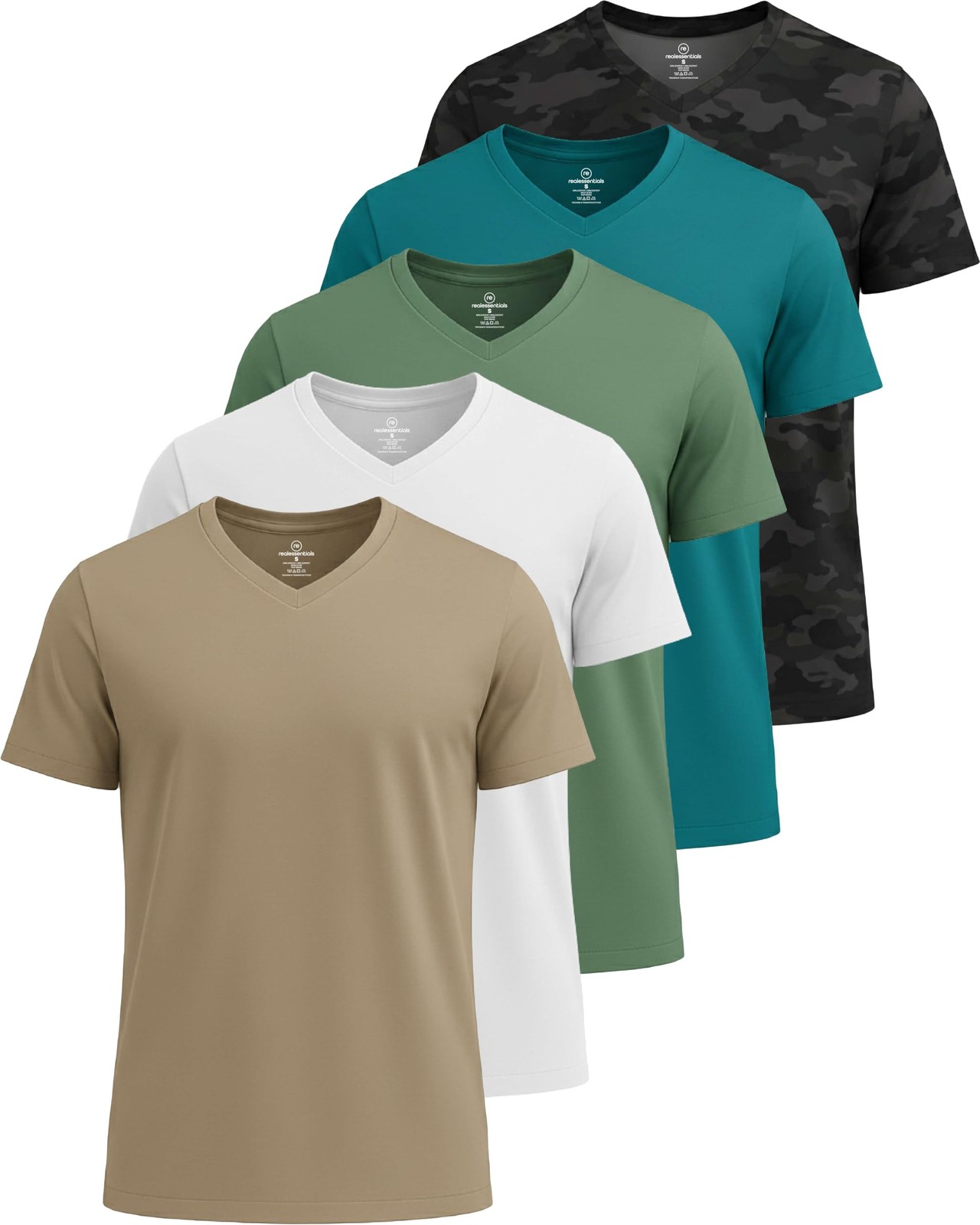 5 Pack: Men’s V-Neck Dry-Fit Moisture Wicking Active Athletic Tech Performanc... gallery