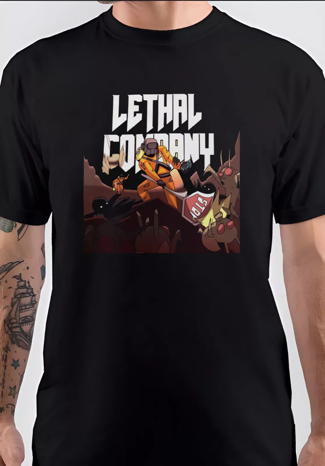 NWT Lethal Company Stop Monster Art Unisex T-Shirt.webp