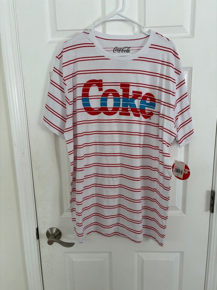COCA COLA RED & WHITE SHIRT NO COLLAR “COKE” ON THE FRONT 2X NEW