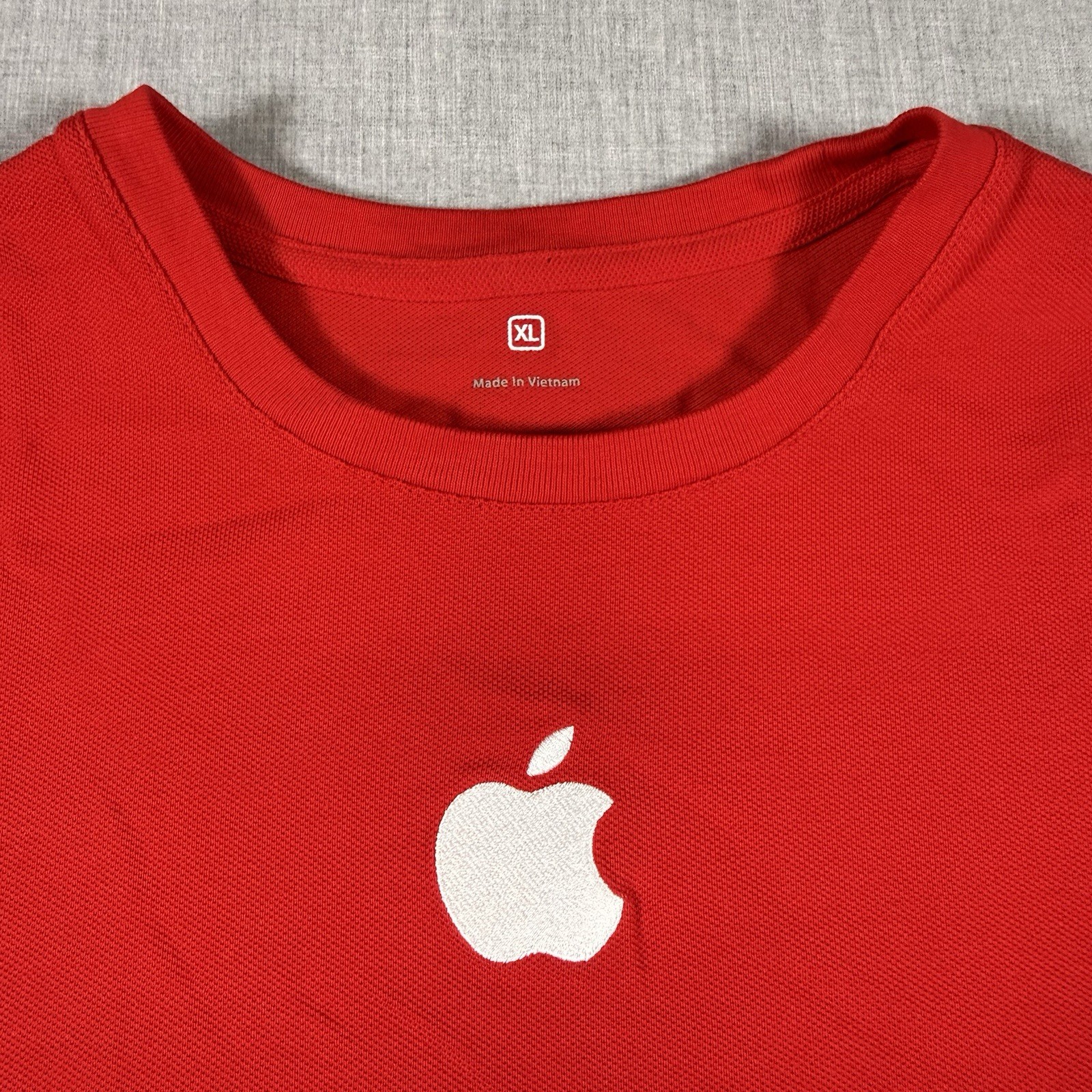 Vintage Apple Store Employee Red Knit Short Sleeve Shirt Logo 100% Cotton XL gallery