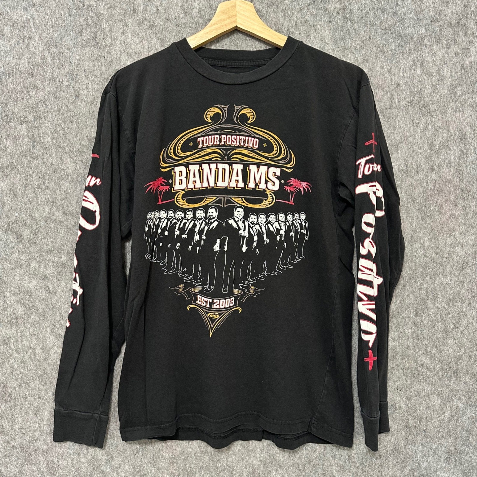 Banda MS Tour Positivo Long Sleeve Black T Shirt Mens Size M