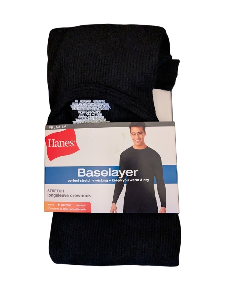 Hanes Men’s Waffle Knit Thermal Long Sleeve Shirt Black