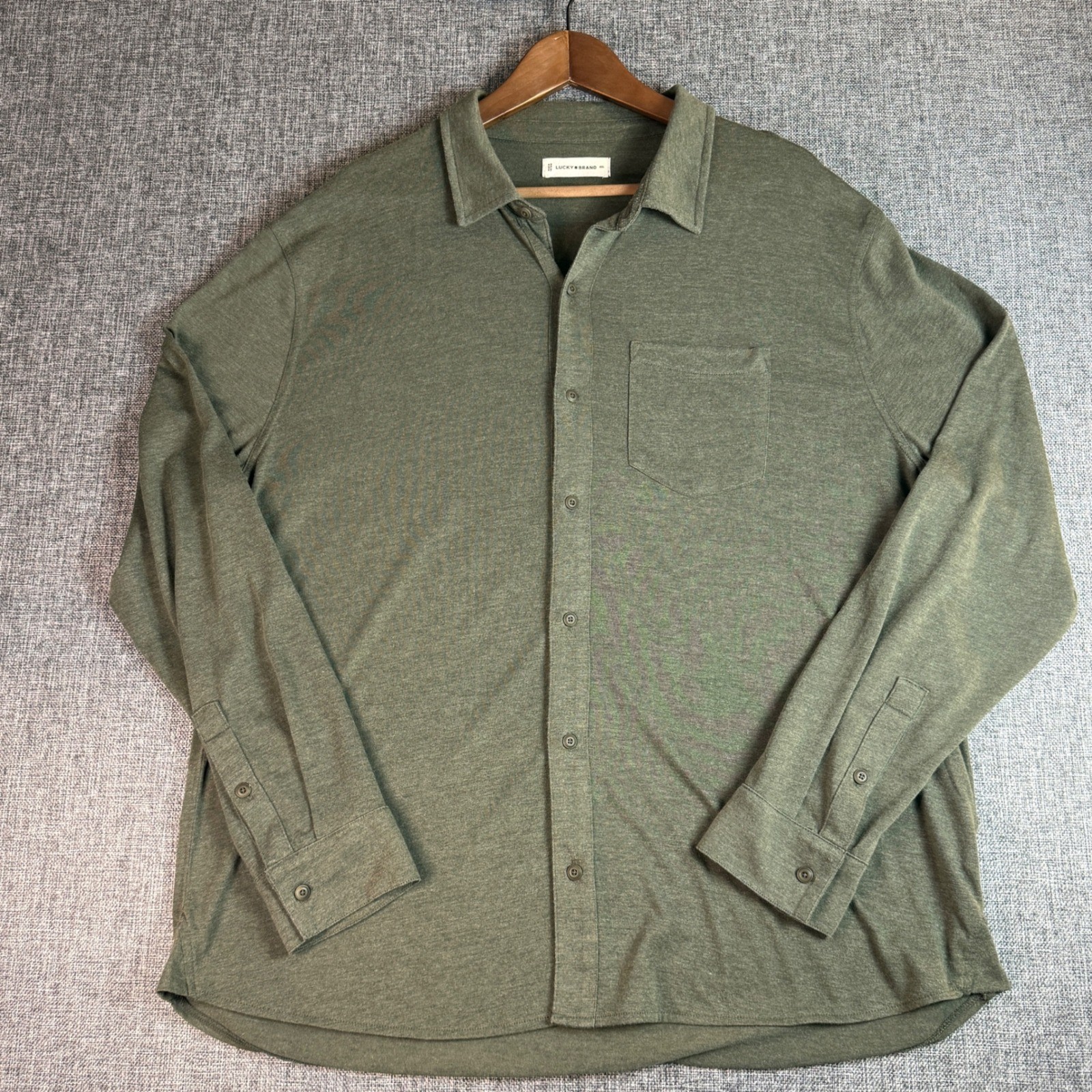 Mens Lucky Brand Henley Shirt | Size XXL | Olive Green Long Sleeve gallery
