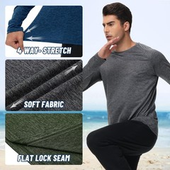 3 Pack Long Sleeve Shirts for Men – Quick Dry Moisture Wicking UV Sun Protect…