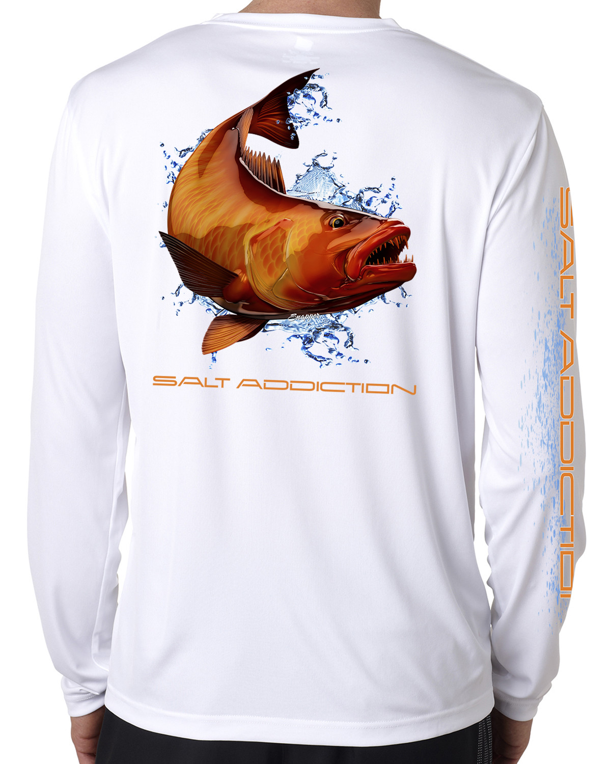 Salt Addiction long sleeve microfiber Snapper fishing t shirt 50+ uv poly gallery