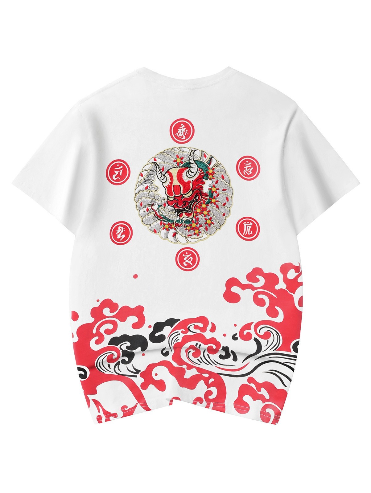 Niepce Red Demon Embroidered Tee Japanese Streetwear T-Shirt for Men gallery