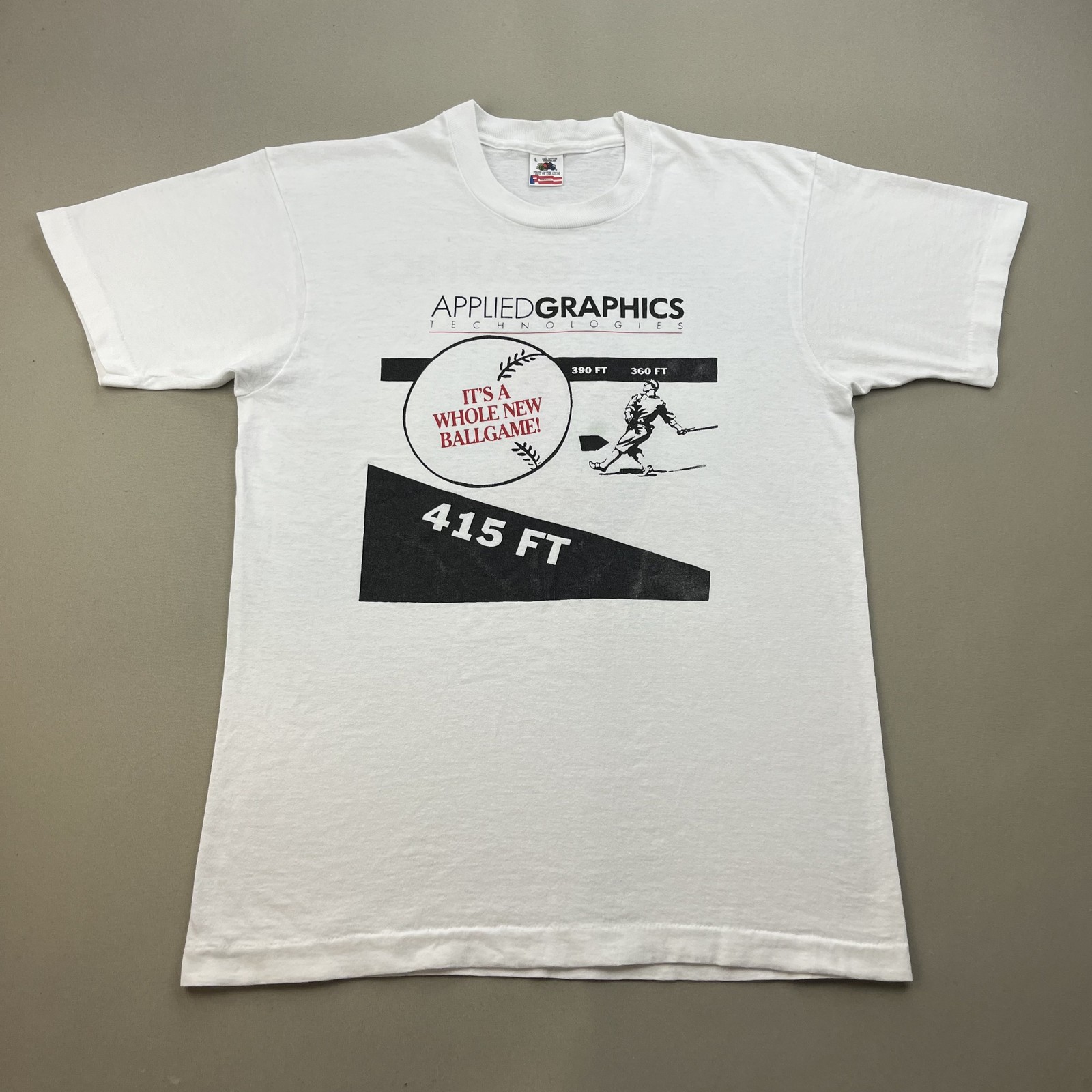 Vintage Applied Graphics T-Shirt Adult Medium White Technology Baseball USA 90s gallery