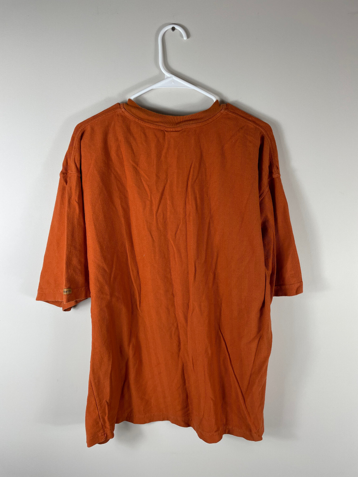 VTG Carhartt Short Sleeve Henley T-Shirt Mens XL Orange Textured Woven gallery