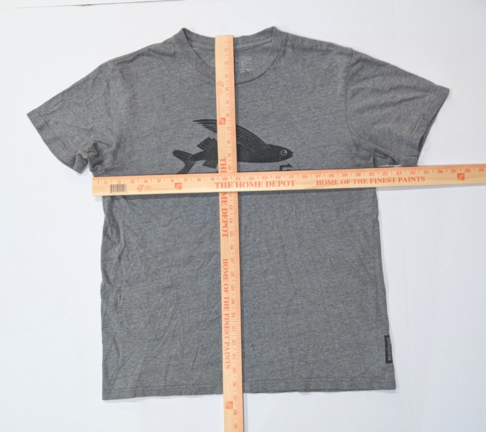 Patagonia Flying Fish Organic Grey Short Sleeve T-Shirt Men's Slim Fit Large gallery