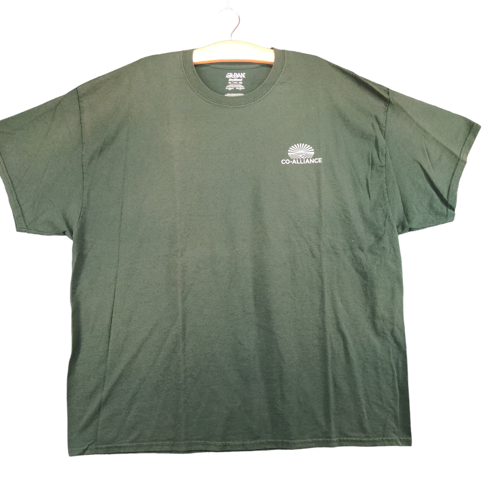 Gildan Mens Co-Alliance Logo T-Shirt Green 3XL Crew Neck Polycotton Dry Blend gallery