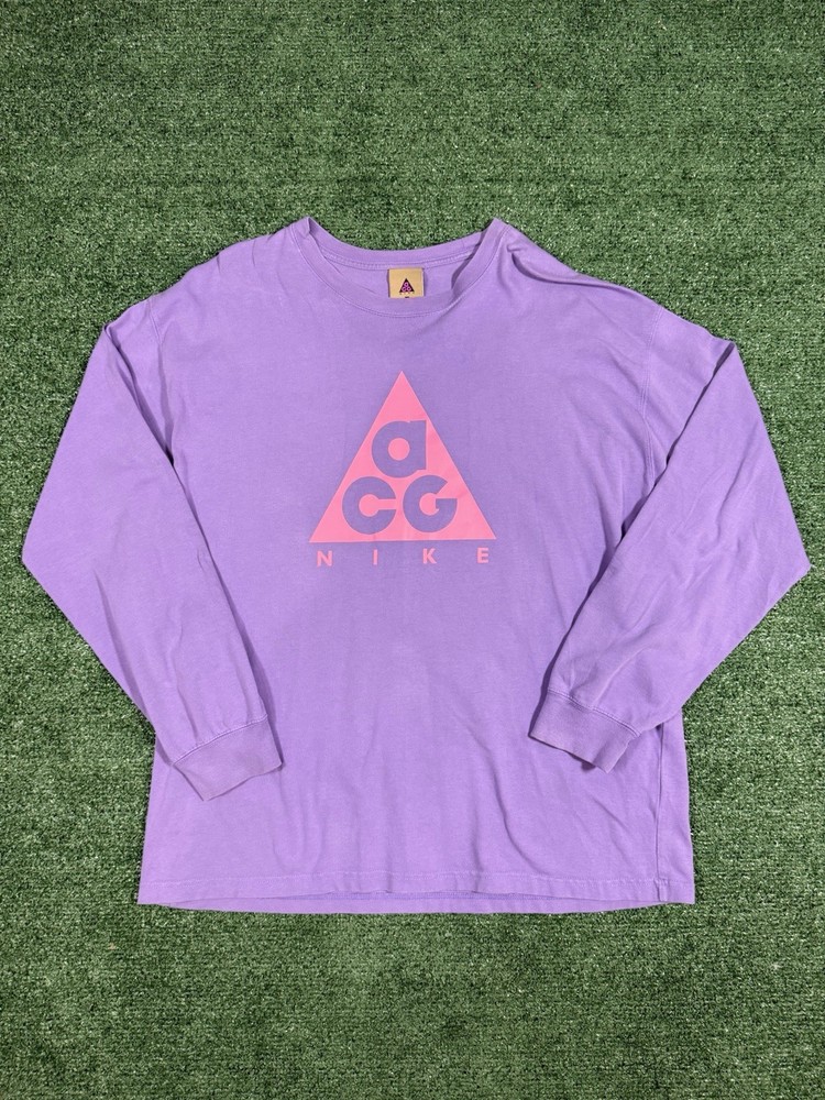 Nike ACG Purple Centre Logo Cotton Men’s Crew Neck Long Sleeve Size L