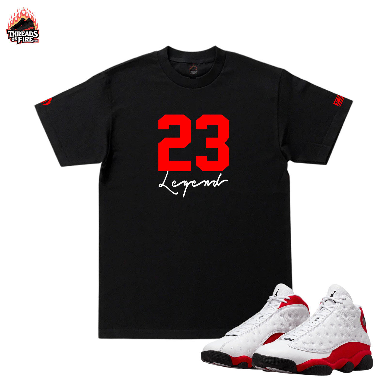 Men’s Black T-Shirt To Match Air Jordan 13 True Red