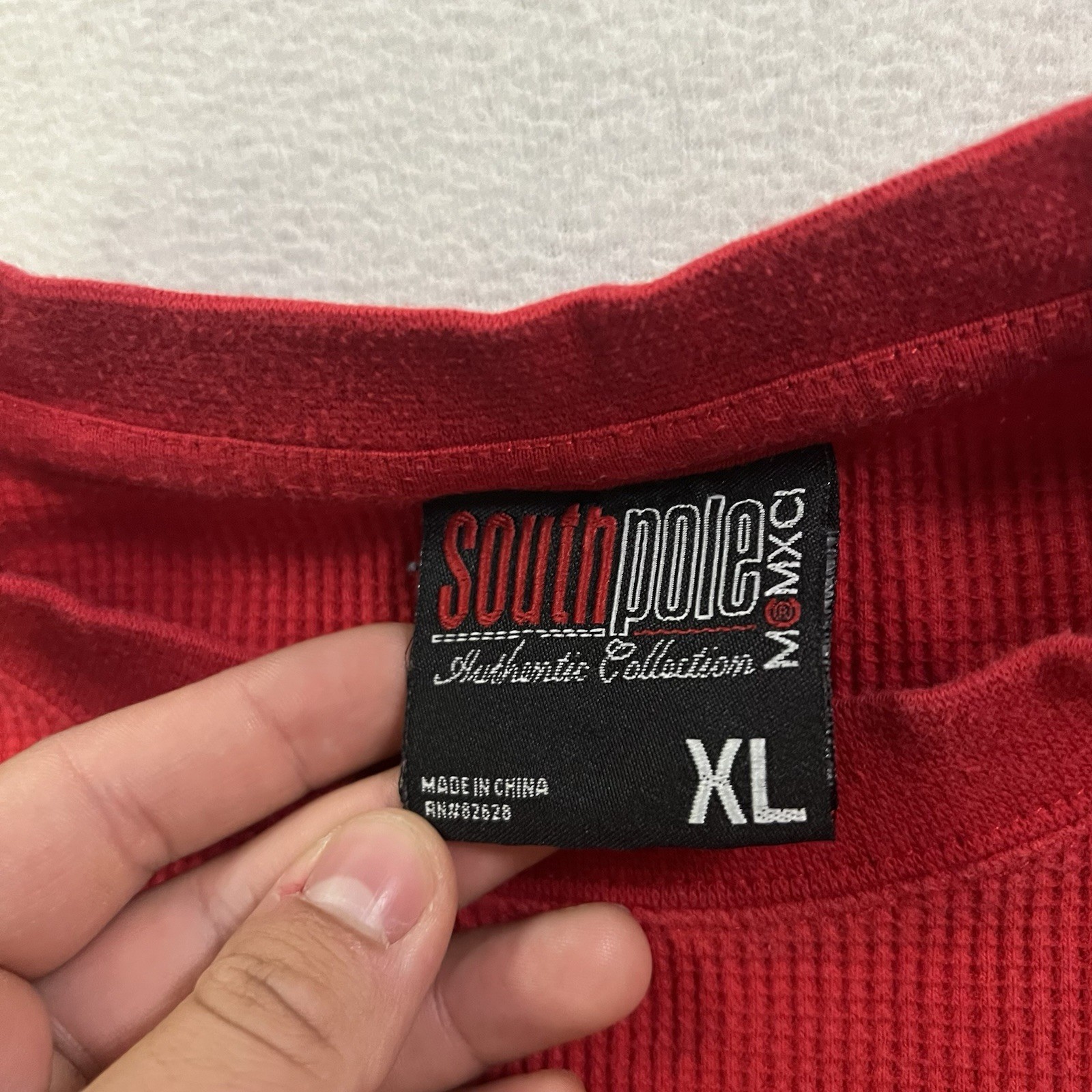 Vintage Southpole Thermal Shirt Mens XL Red Long Sleeve Waffle Knit Y2K Skater gallery