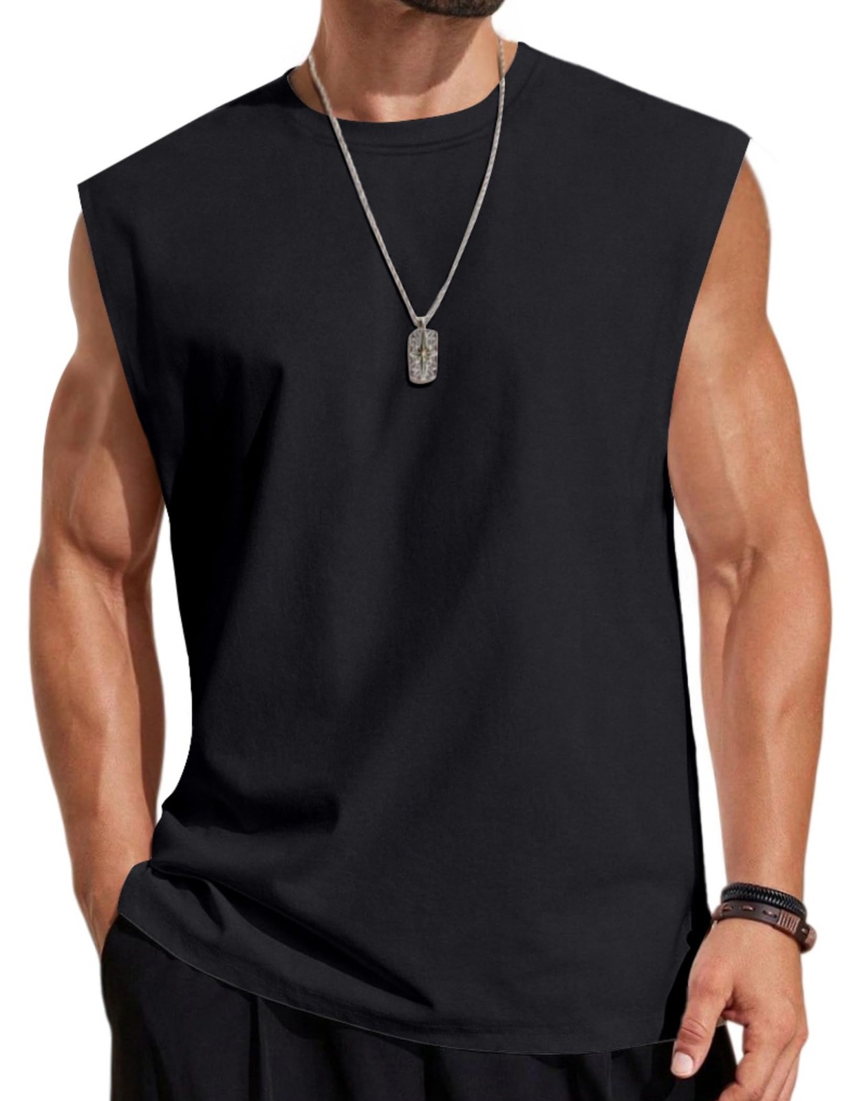 Mens Workout Tank Tops Cotton Sleeveless Tee Shirts Men Muscle Gym Shirts Run…