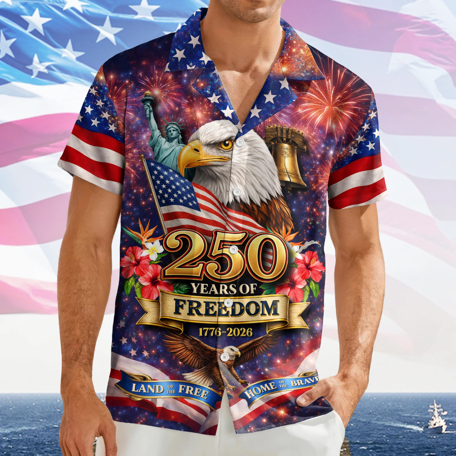 America 250th Anniversary Hawaiian Shirt, 250 Years Of Freedom Button Shirt gallery