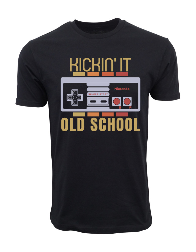 KICKIN IT OLD SCHOOL video games t-shirt classic arcade retro gamers pong
