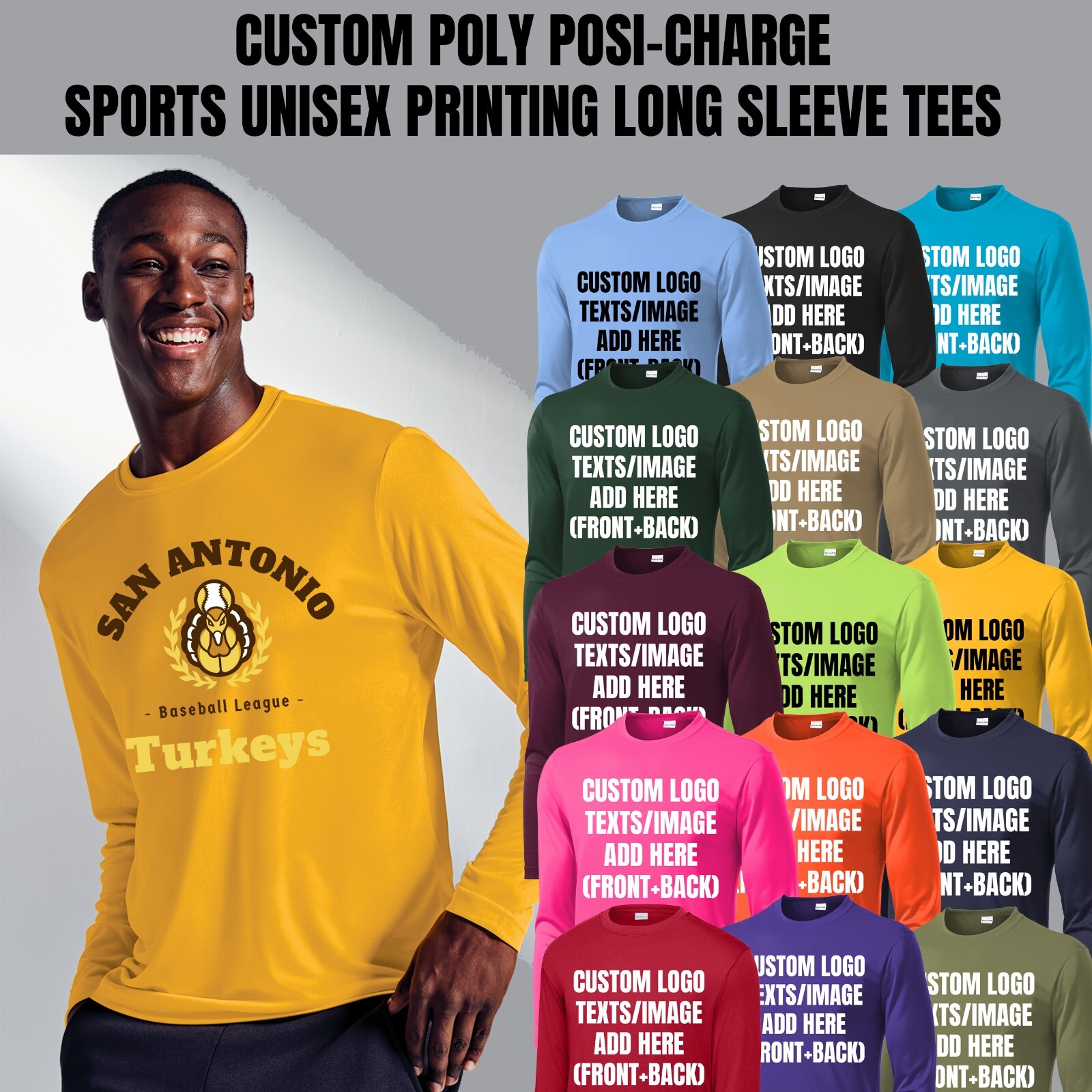 Ink Stitch Design Your Own Custom Printed Poly Performance Long Sleeve Tees gallery
