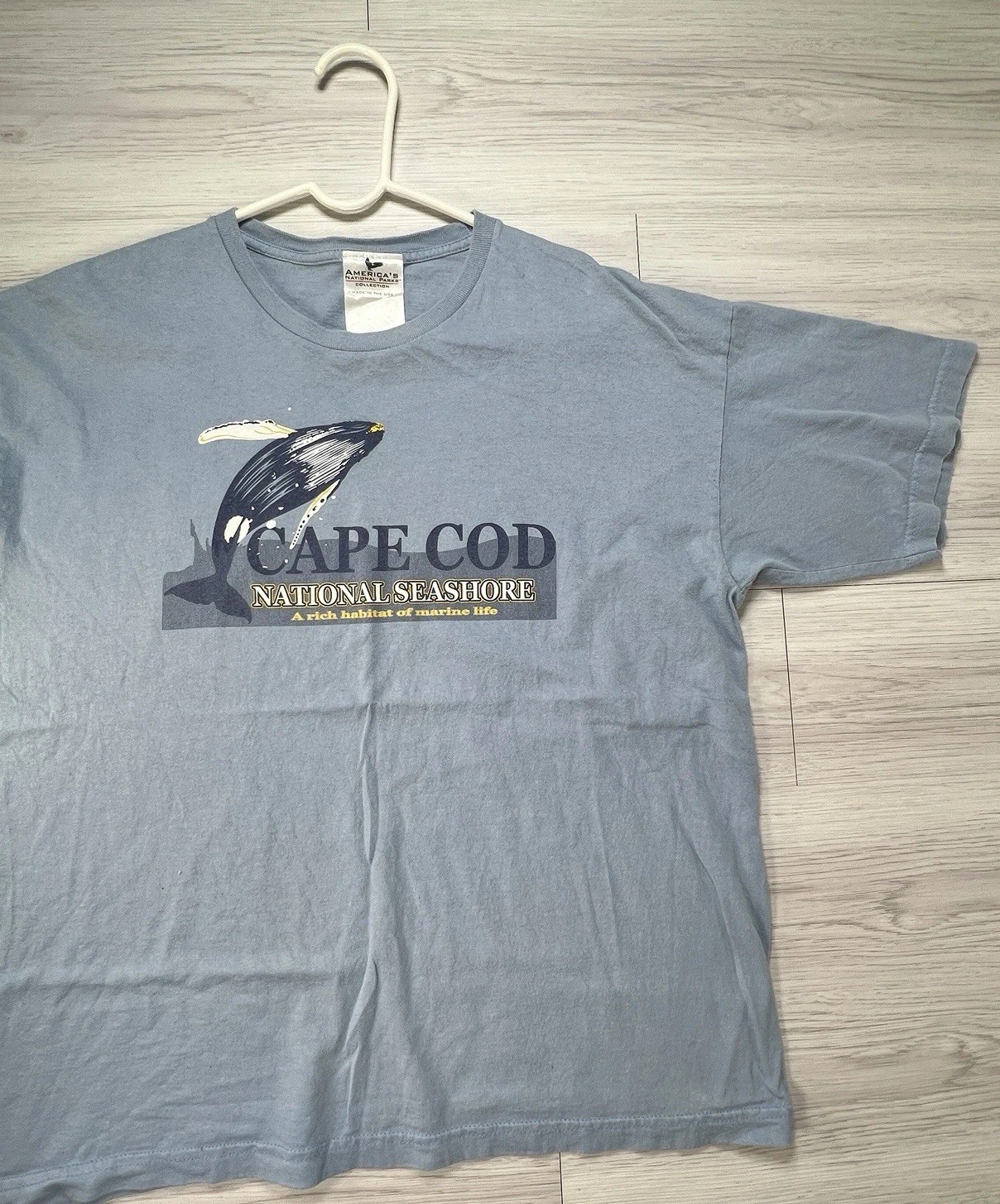 Cape Cod National Parks Marine Life Whale Watch Seashore Mens T Shirt USA Blue