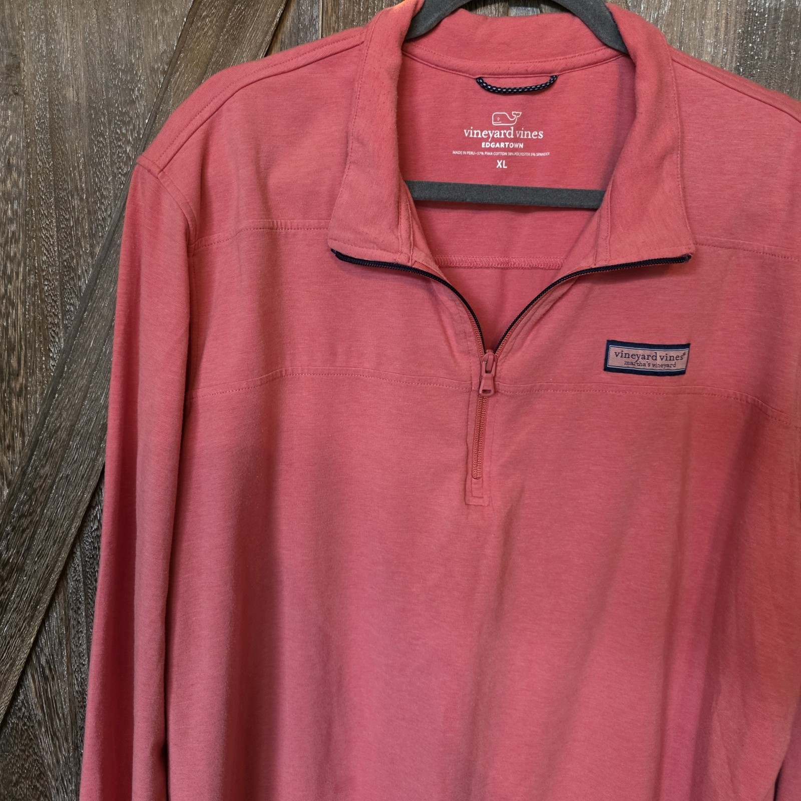 Vineyard Vines Shirt Men's Size XL Pink Long Sleeve 1/4 Zip Collared Edgartown gallery