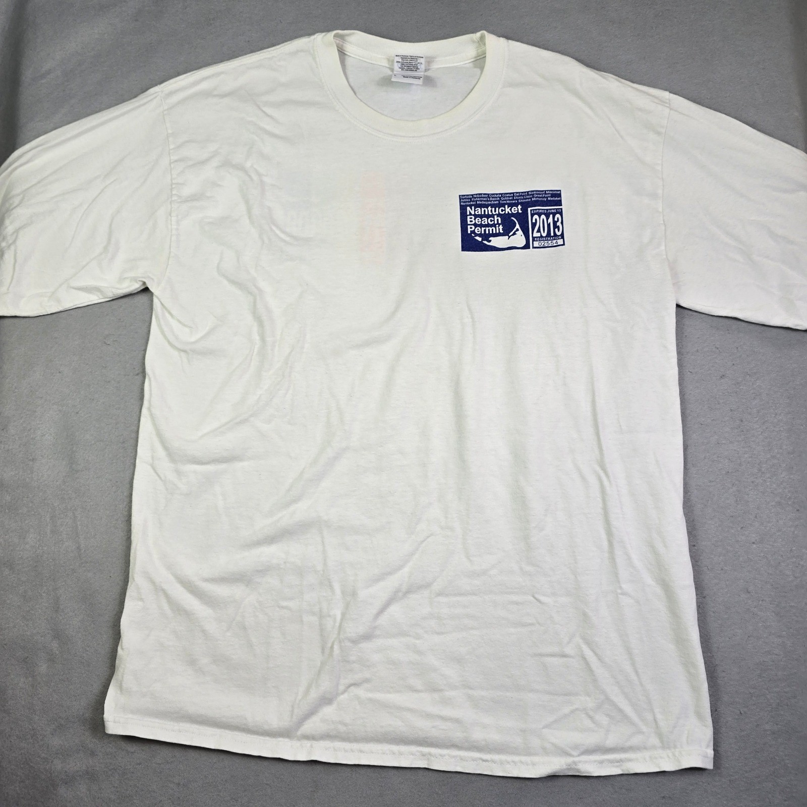Nantucket Beach Permit Shirt Lot 2 Men L Blue White Coastal Nautical 2013 & 19 gallery