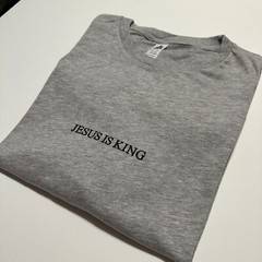 Jesus Is King Stitched T-Shirt – Embroidered Bible Christian Shirt – Gospel