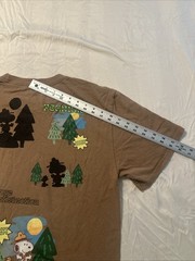 Peanuts Snoopy Men’s Medium Brown Graphic T-Shirt Pure Satisfaction Camping Tee