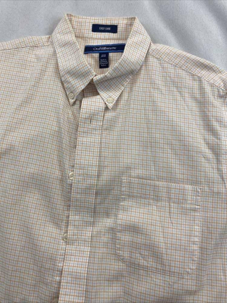 Croft and barrow Orange Plad Button down shirt size 16-1/2-34/35