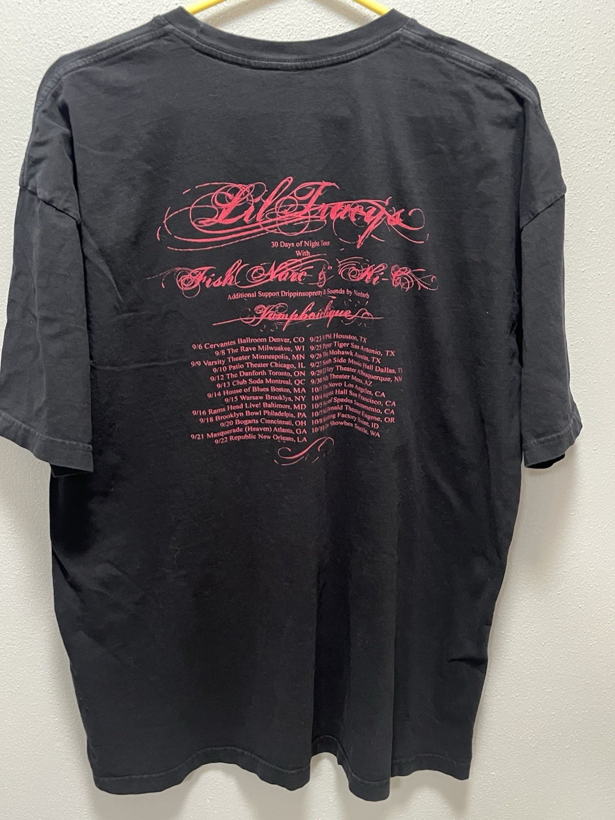Men’s XL Lil’ Tracy 30 Days of Night Concert Tour Rap Hip Hop Peep Black T Shirt gallery