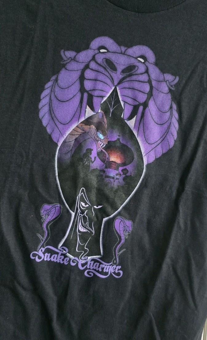 Disney Shirt Adult Small Black Purple Aladdin Jafar Snake Charmer Jasmine Small gallery