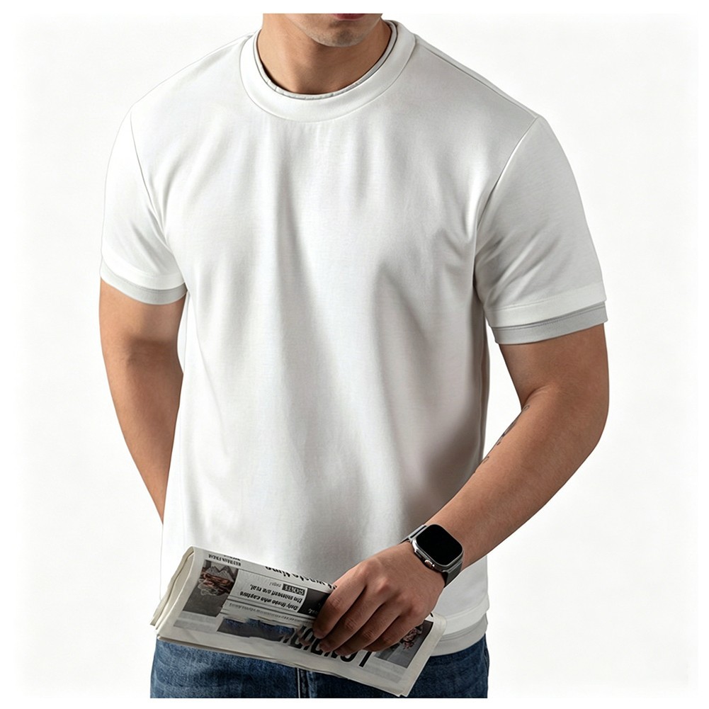 Loose Fit Pure Color Men's Short Sleeve T-Shirt for Daily Club Home Use gallery