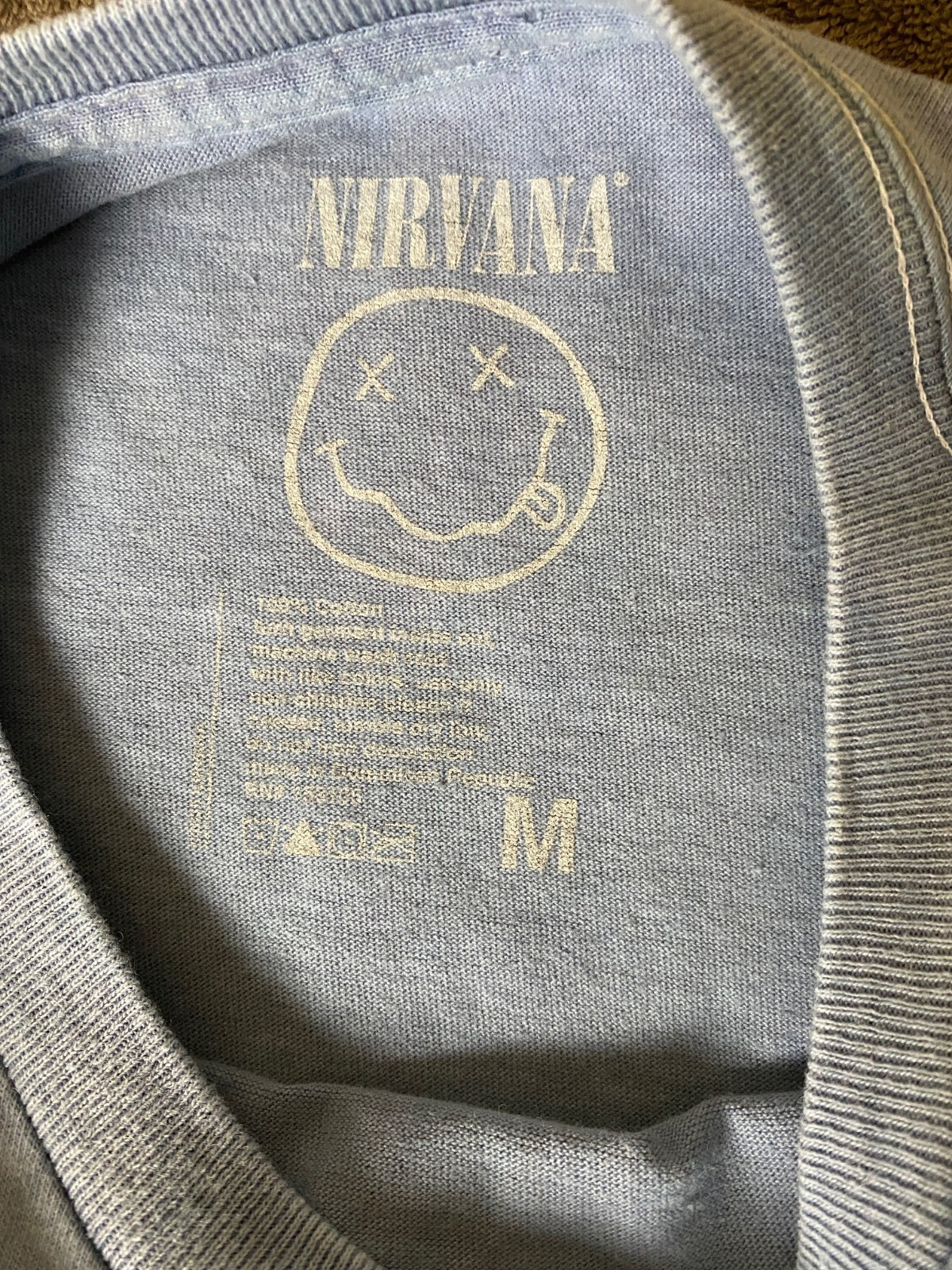 NIRVANA In Utero Live 93 Tour Dates & Art Grunge Tee Acid Wash Blue SZ M gallery