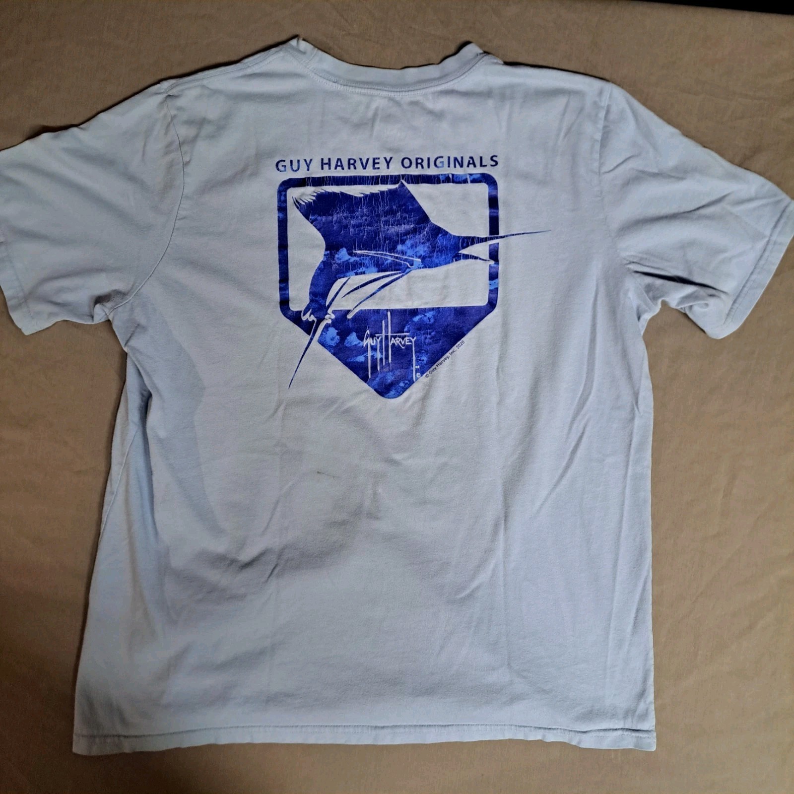 Guy Harvey Originals Light Blue Short Sleeve Cotton T-Shirt Men's XLARGE gallery