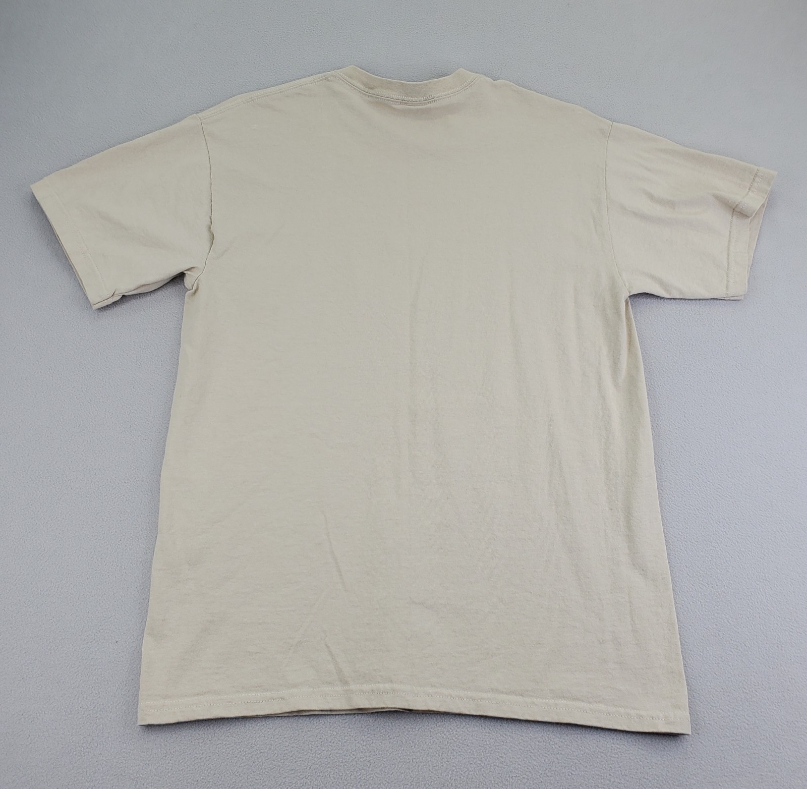 Naturally Optimistic Shirt Mens M Tan Hiking Camping Graphic Gildan Ultra EUC gallery