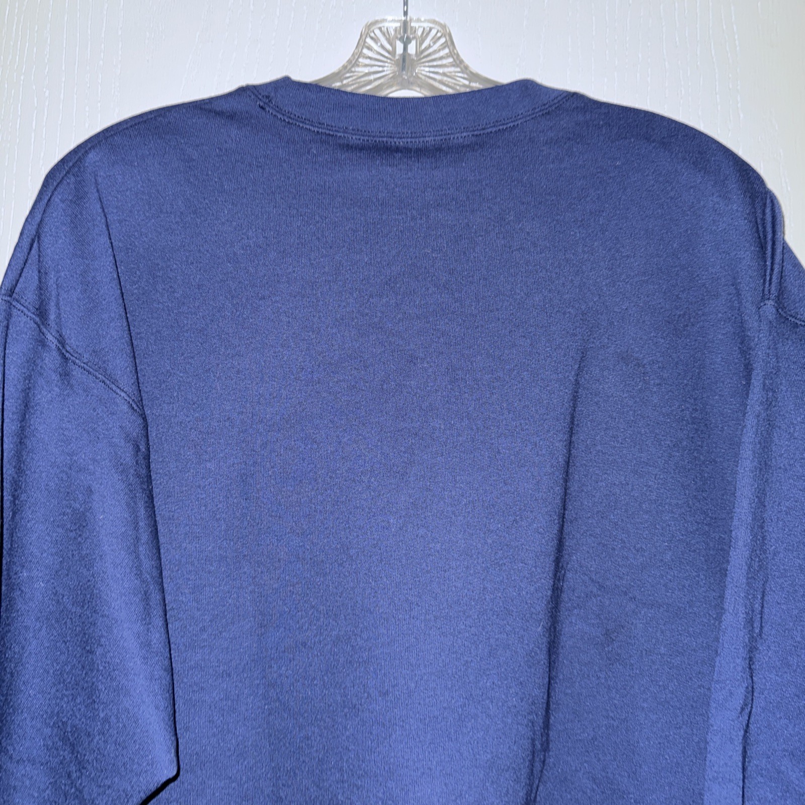 HANES MENS LARGE ECO Smart Blue Long Sleeve Sweat Shirt gallery