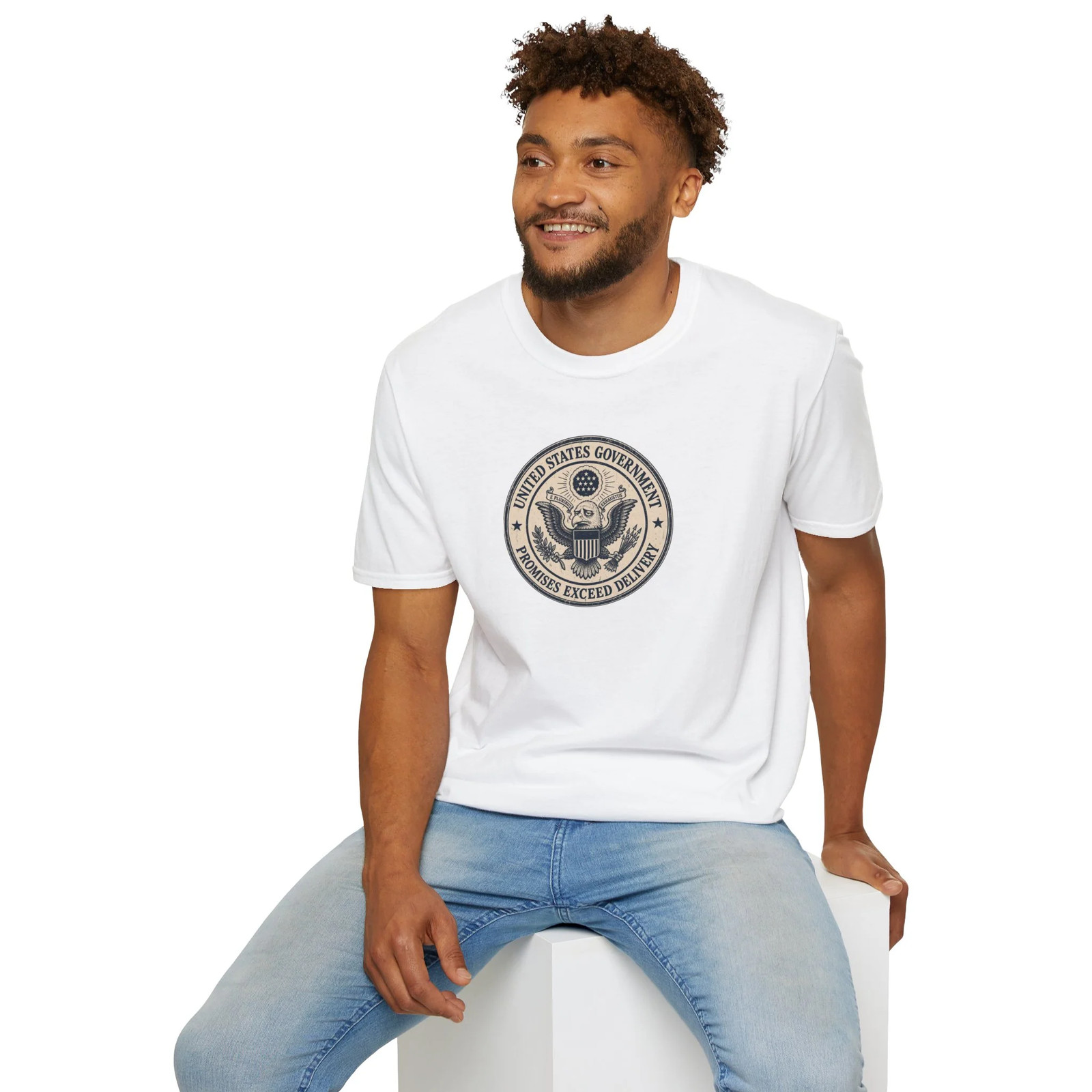 US Government Seal T Shirt Promises Exceed Delivery Funny Unisex Graphic Tee gallery