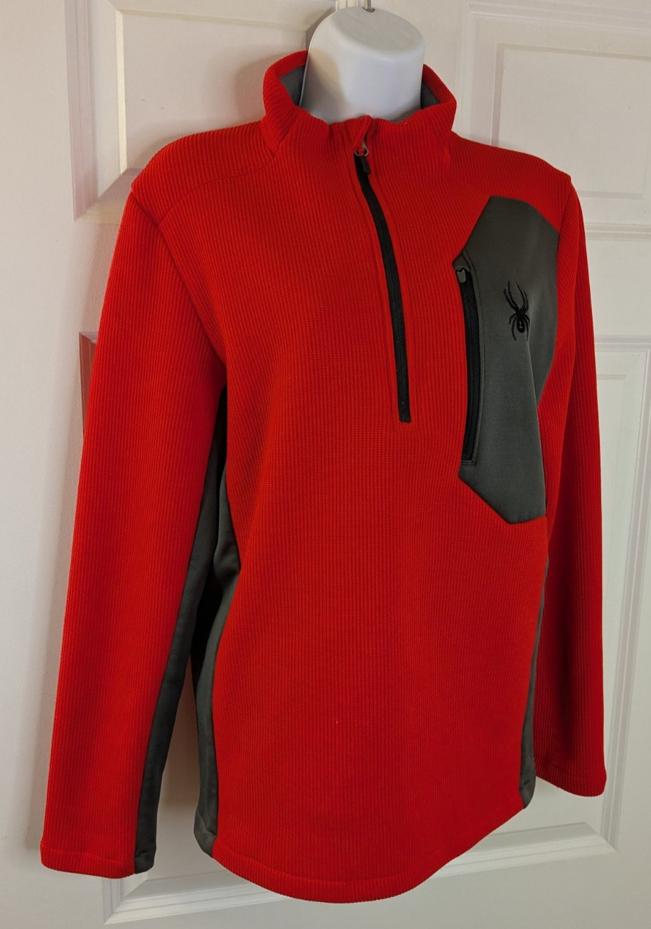 Spyder, Women’s, 1/4 Zip Pullover, Red & Black, Ribbed, Size S