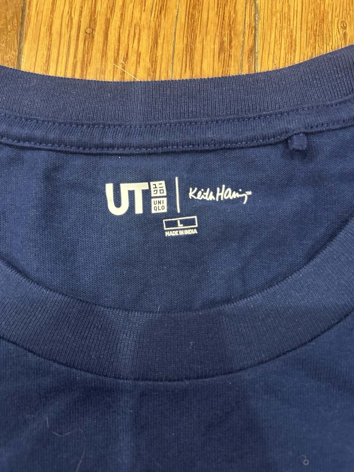 Keith Haring Uniqlo UT Shirt Large L Blue Pop Art Pocket Graphic Short Sleeve gallery