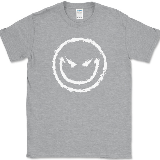 Evil Smiley Face T-Shirt Funny Rebel Biker Humor Sarcastic DJ Club Tee gallery