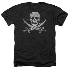 Skull and Cross Swords Distressed Jolly Roger Men’s T-Shirt S-5XL Licensed Tee