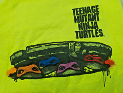 TMNT Nickelodeon Double Sided Long Sleeved T-shirt 3XL Mens Neon Yellow/Green